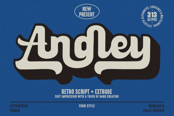 Angley: A Bold Retro Script Font for Handmade Labels & Printables