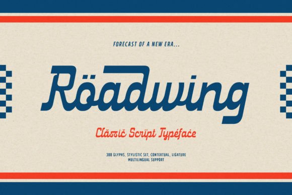 Roadwing: A Vintage Script Font for Editorial Storytelling