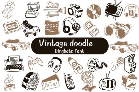 Vintage Doodle: A Playful Dingbat Font for Nostalgic Web Design